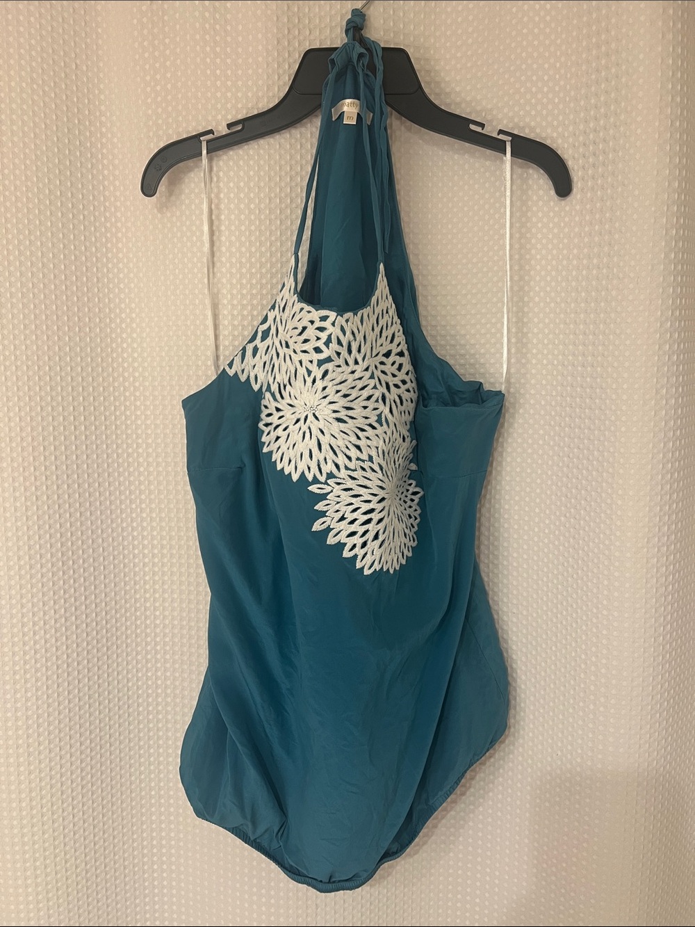 Matty M Teal Spaghetti Strap Top with V-Neck—100% SILK